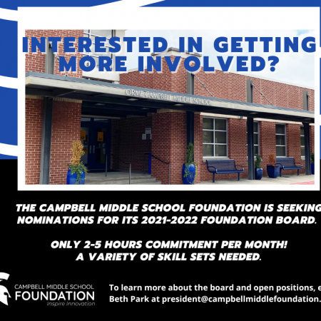 Graphic design: This social media post was created for the Campbell Middle School Foundation using Canva.